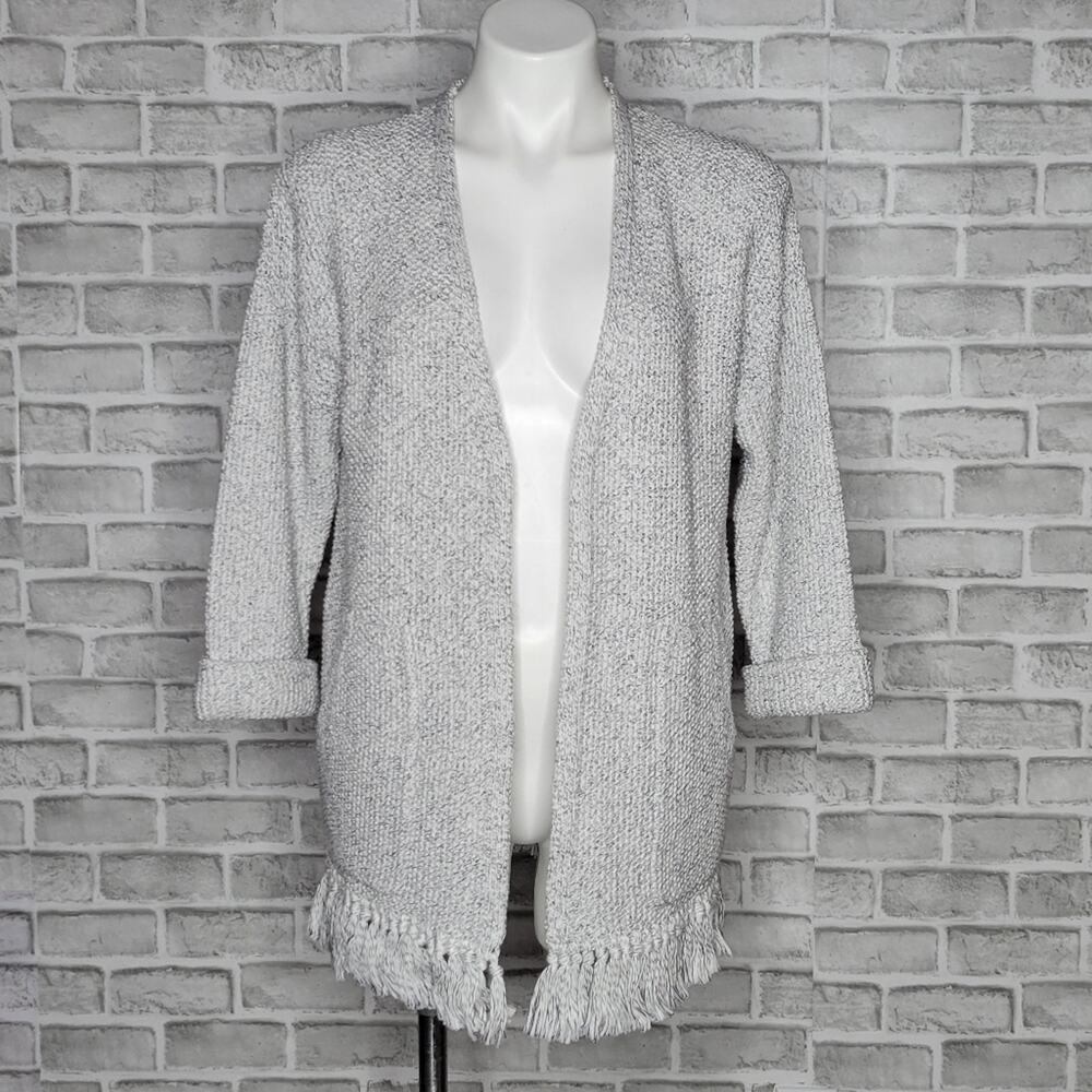 Madewell Memento Fringe Over-Sized Open Front Cardigan with Pockets, size XS